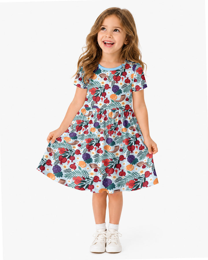 Pomegranate Blessings Night Family Matching Bamboo Twirl Dress