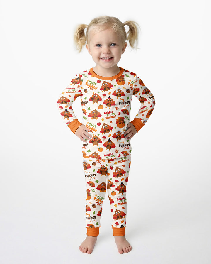 Happy Turkey Day Bamboo Two Piece Long Sleeve Pajama Set