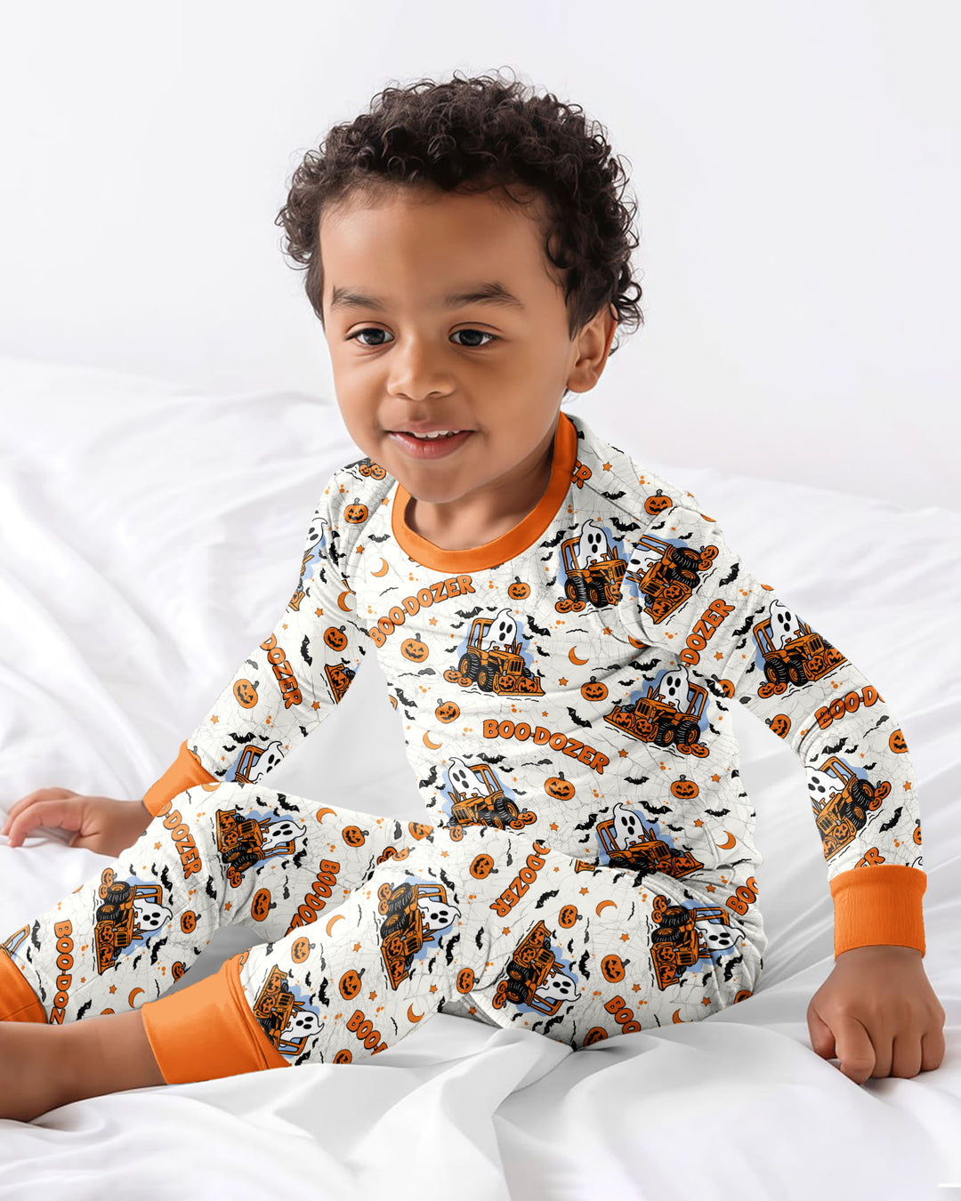 Boo-dozer Halloween Bamboo Two Piece Long Sleeve Pajama Set