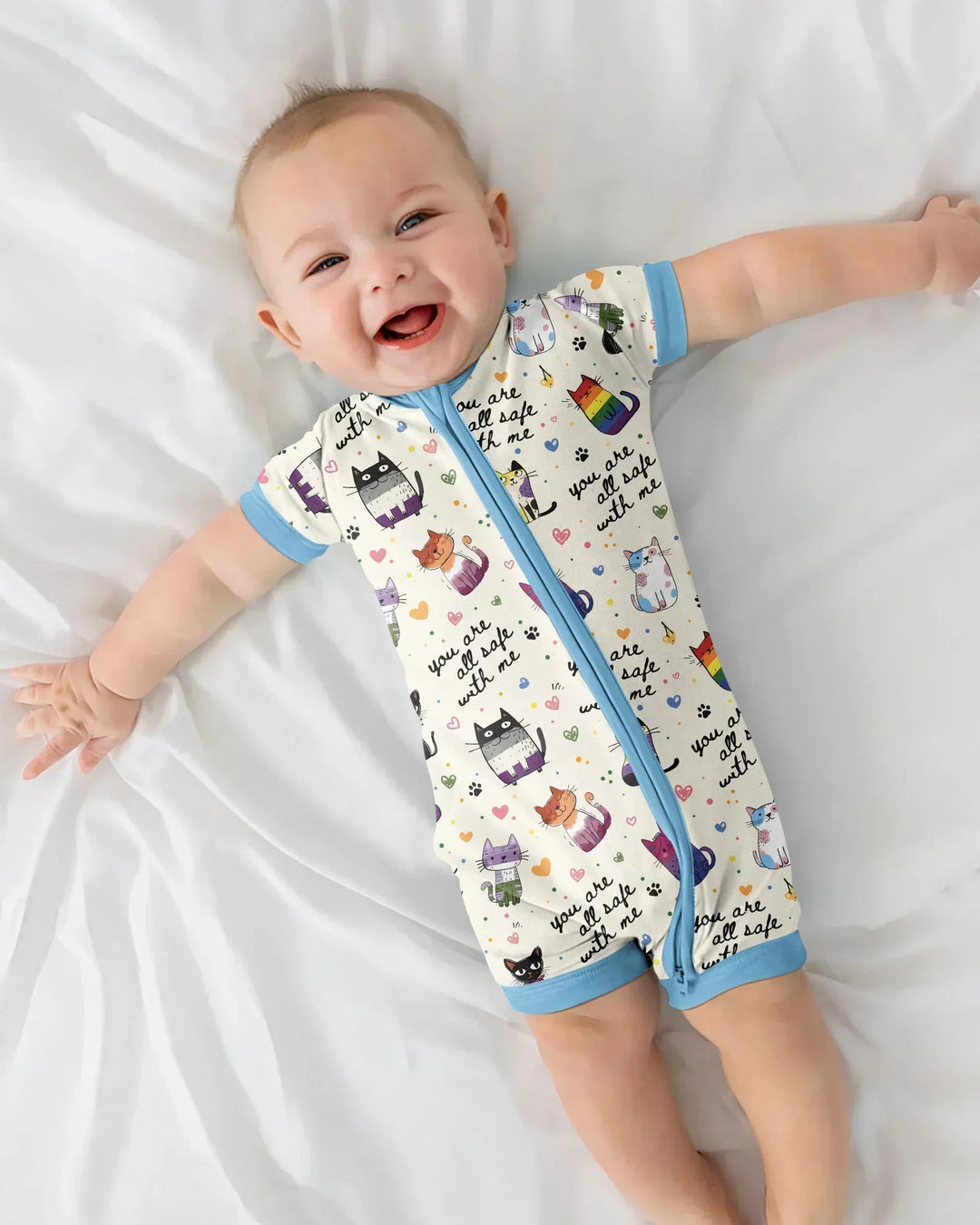 Loved & Safe Kitties Family Matching Bamboo Shorty Zippy
