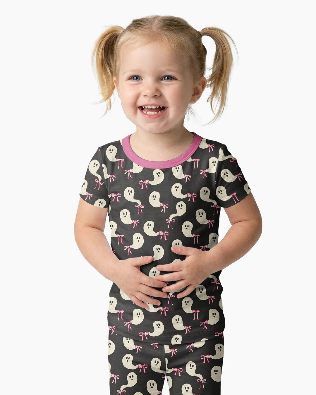 Little Ghosts Bamboo Two Piece Short Sleeve Pyjamas Set For Haloween