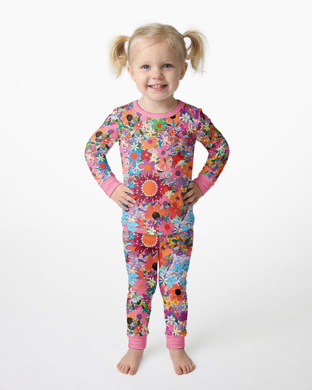 Rainbow Blooms Bamboo Two Piece Pyjamas Set