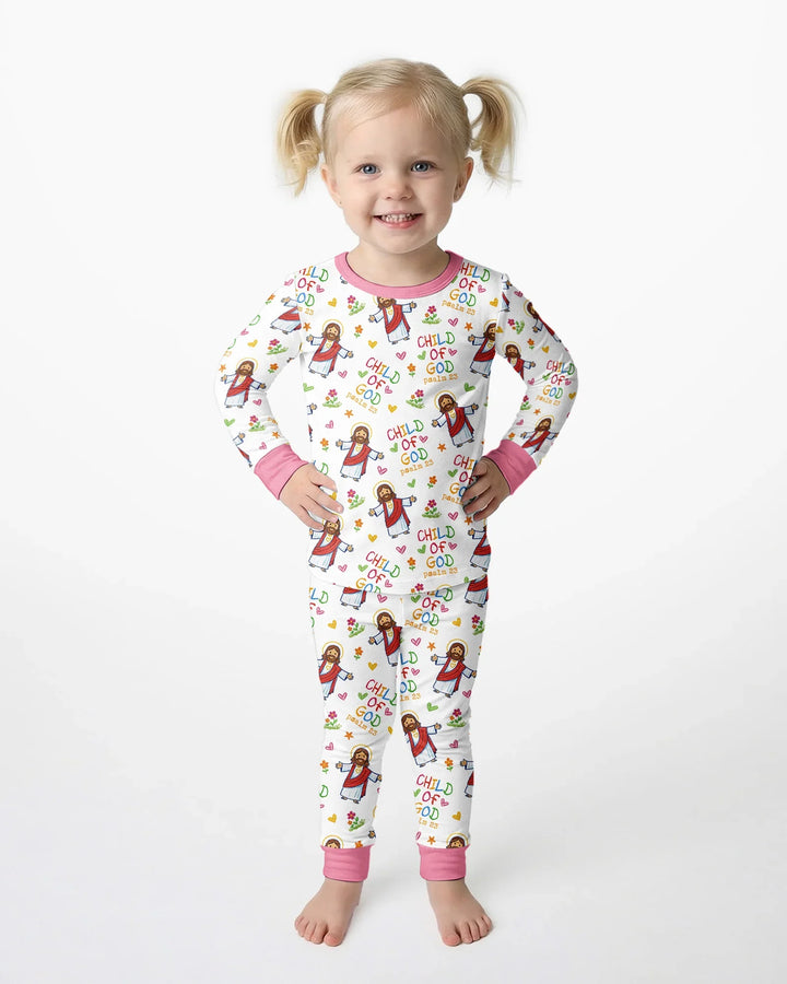 Jesus Loves Me Bamboo Two Piece Long Sleeve Pajama Set
