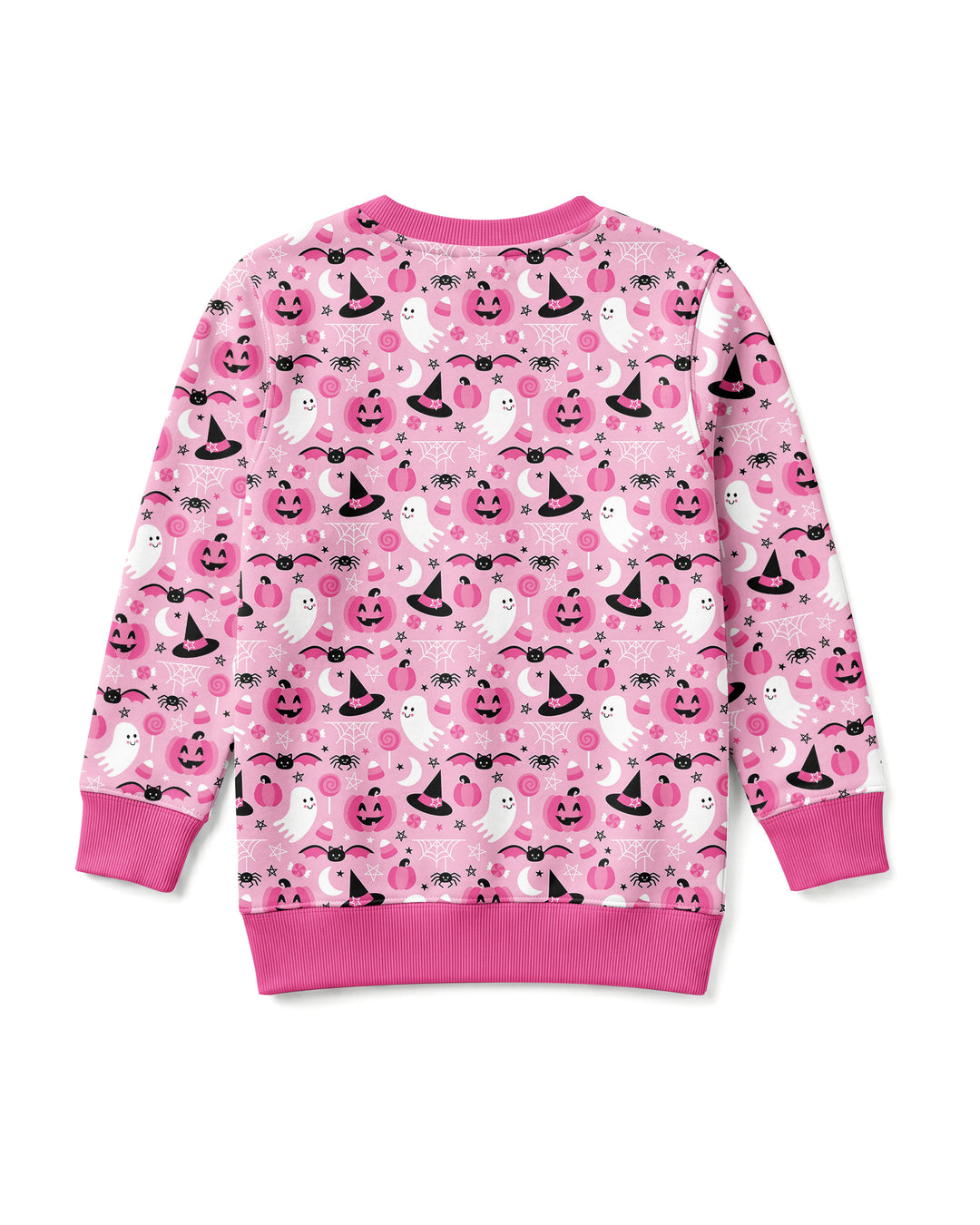 Cute Pink Halloween Ghost Pumpkin Witch Bamboo Crewneck Sweatshirt