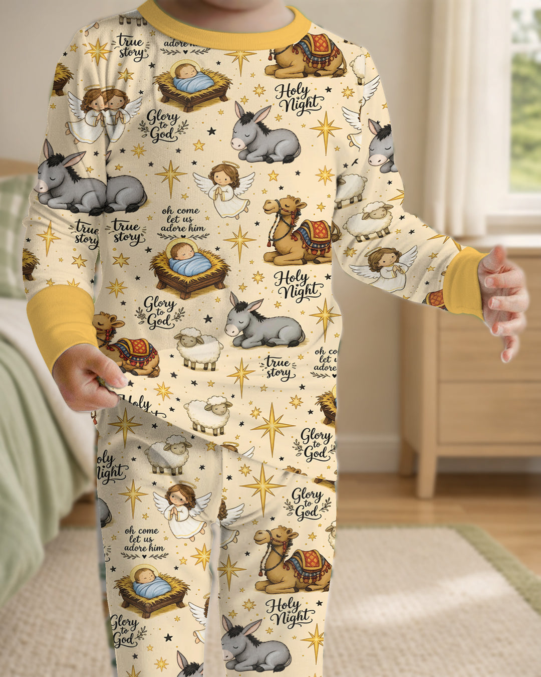 Nativity Christmas Holy Night Bamboo Two Piece Long Sleeve Pajama Set