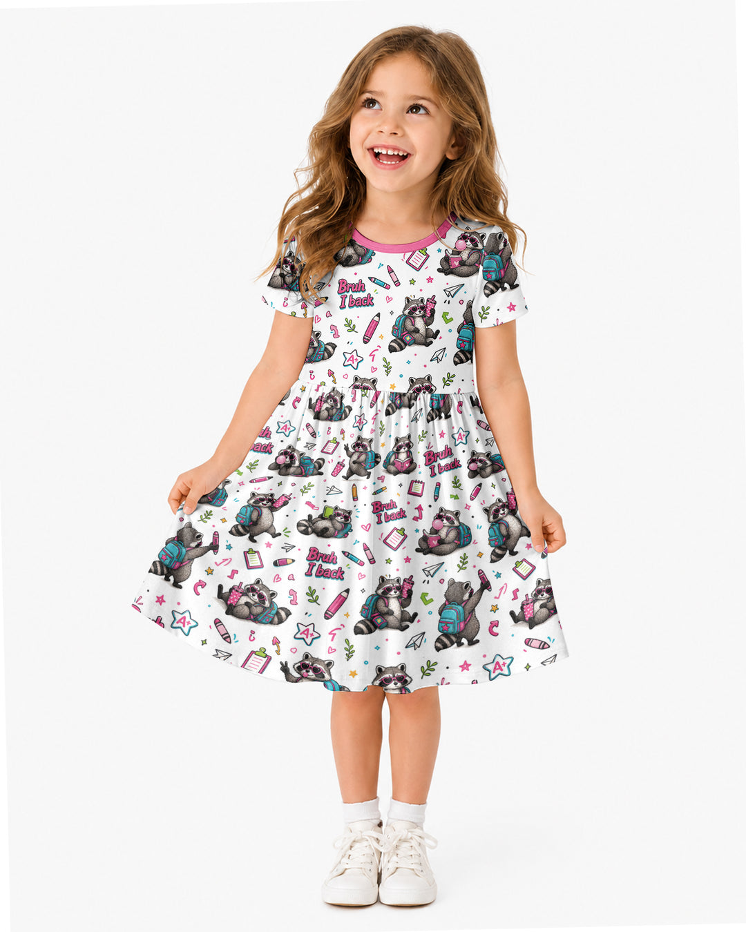 Bruh I Back Racoon Bamboo Twirl Dress