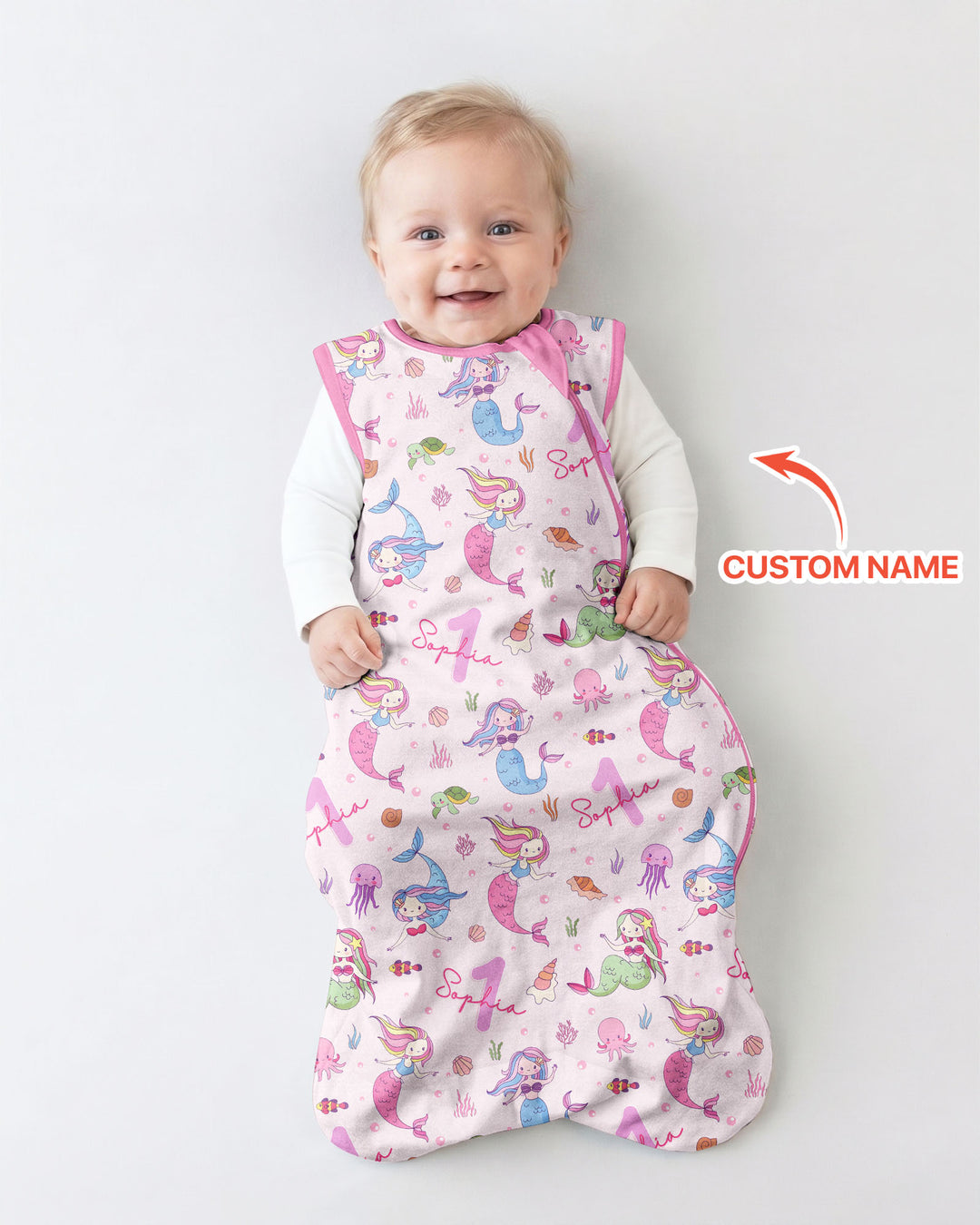 Custom Name Birthday Mermaid Wild One Bamboo Sleep Bag