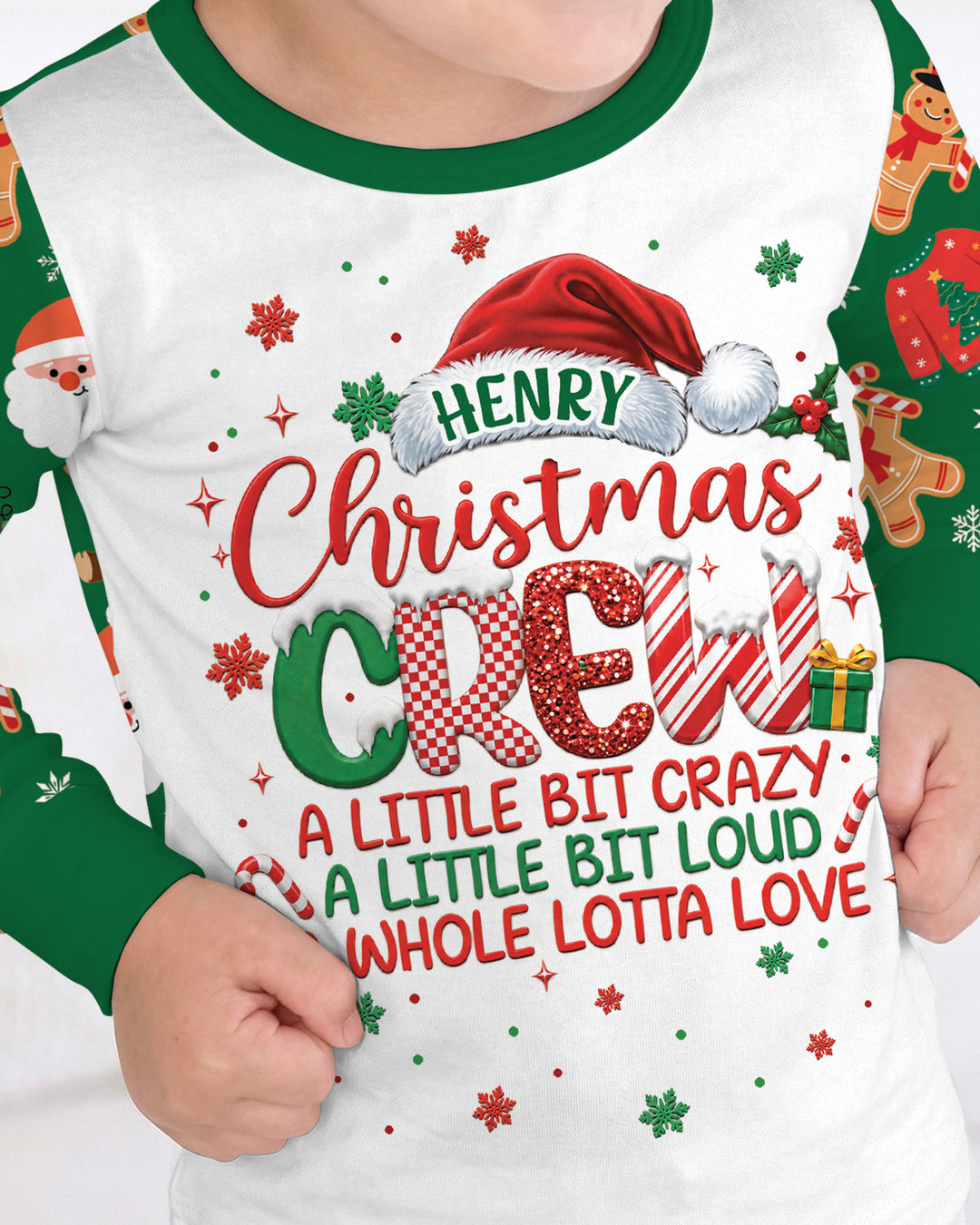Personalized Christmas Crew Family Matching Bamboo Two Piece Long Sleeve Pajama Set