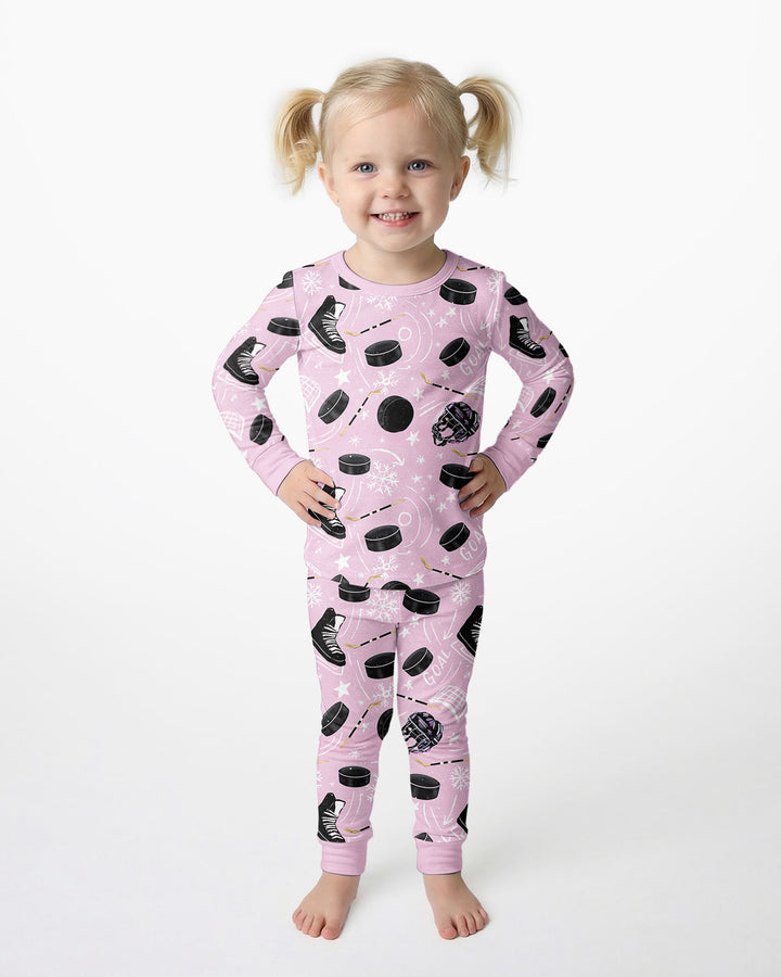Little Hockey Fan Bamboo Two Piece Long Sleeve Pajama Set