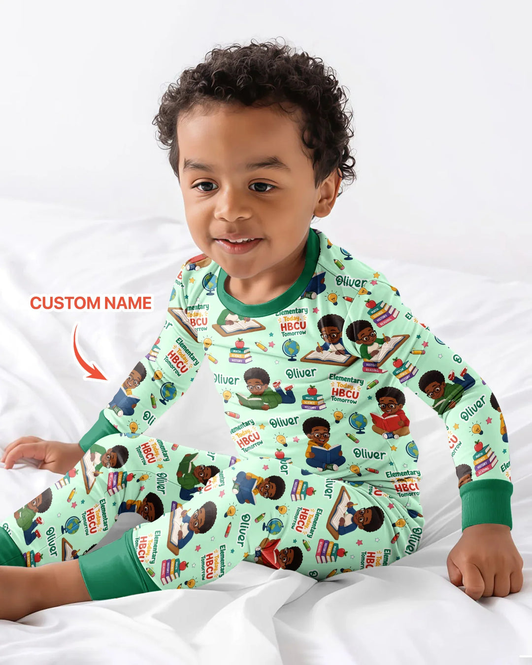 Custom Name Elementary Today HBCU Tomorrow Bamboo Two Piece Long Sleeve Pajama Set