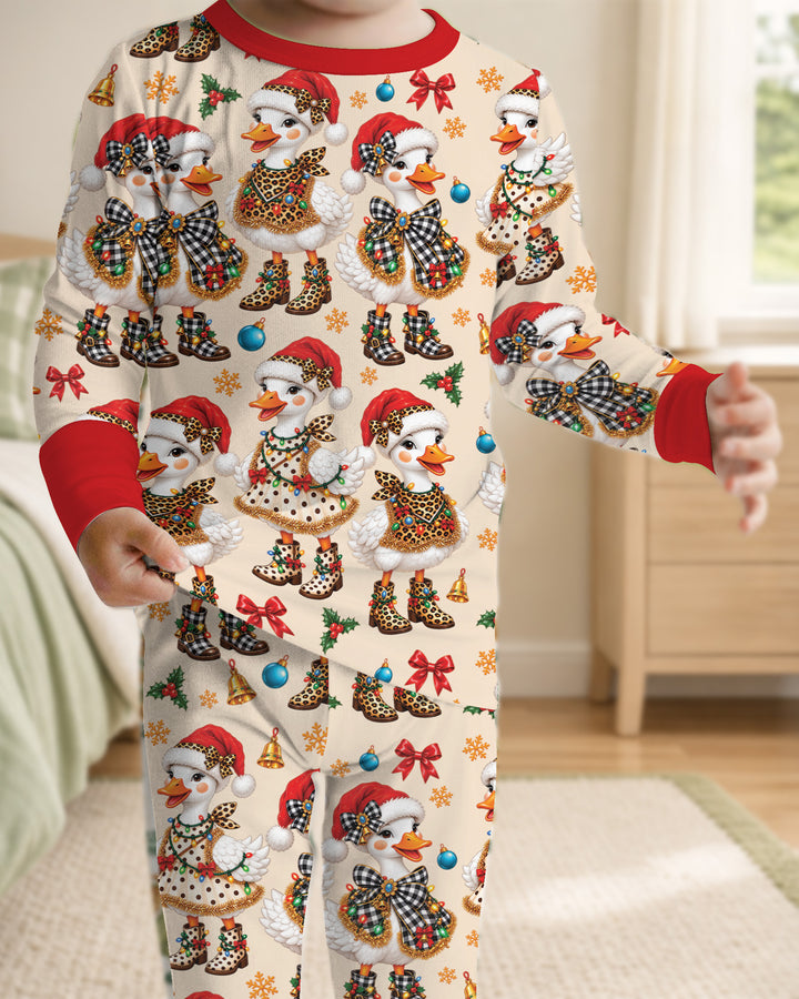 Holly Jolly Cowgirl Ducks Bamboo Two Piece Long Sleeve Pajama Set