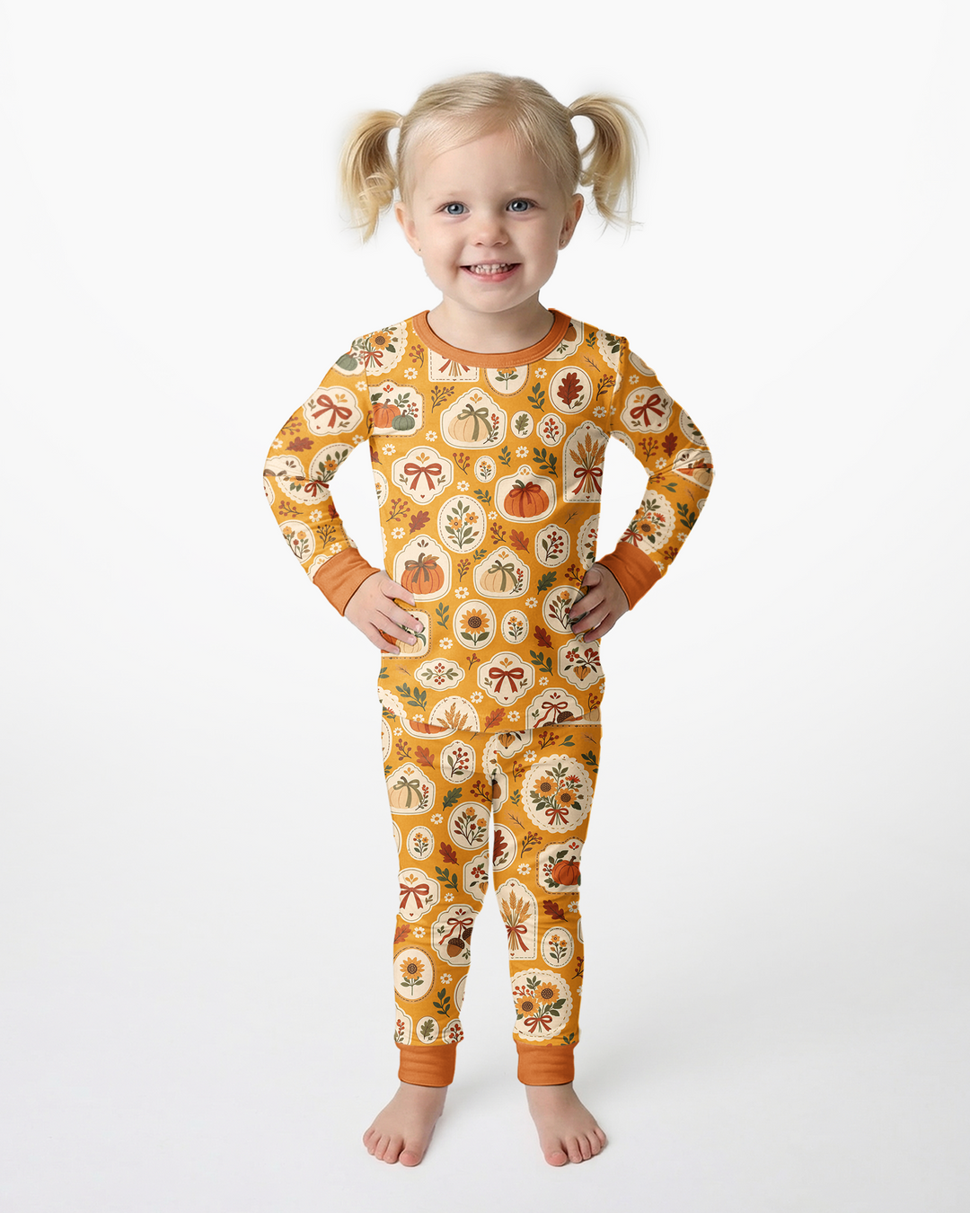 Warm Harvest Fall Bamboo Two Piece Long Sleeve Pajama Set