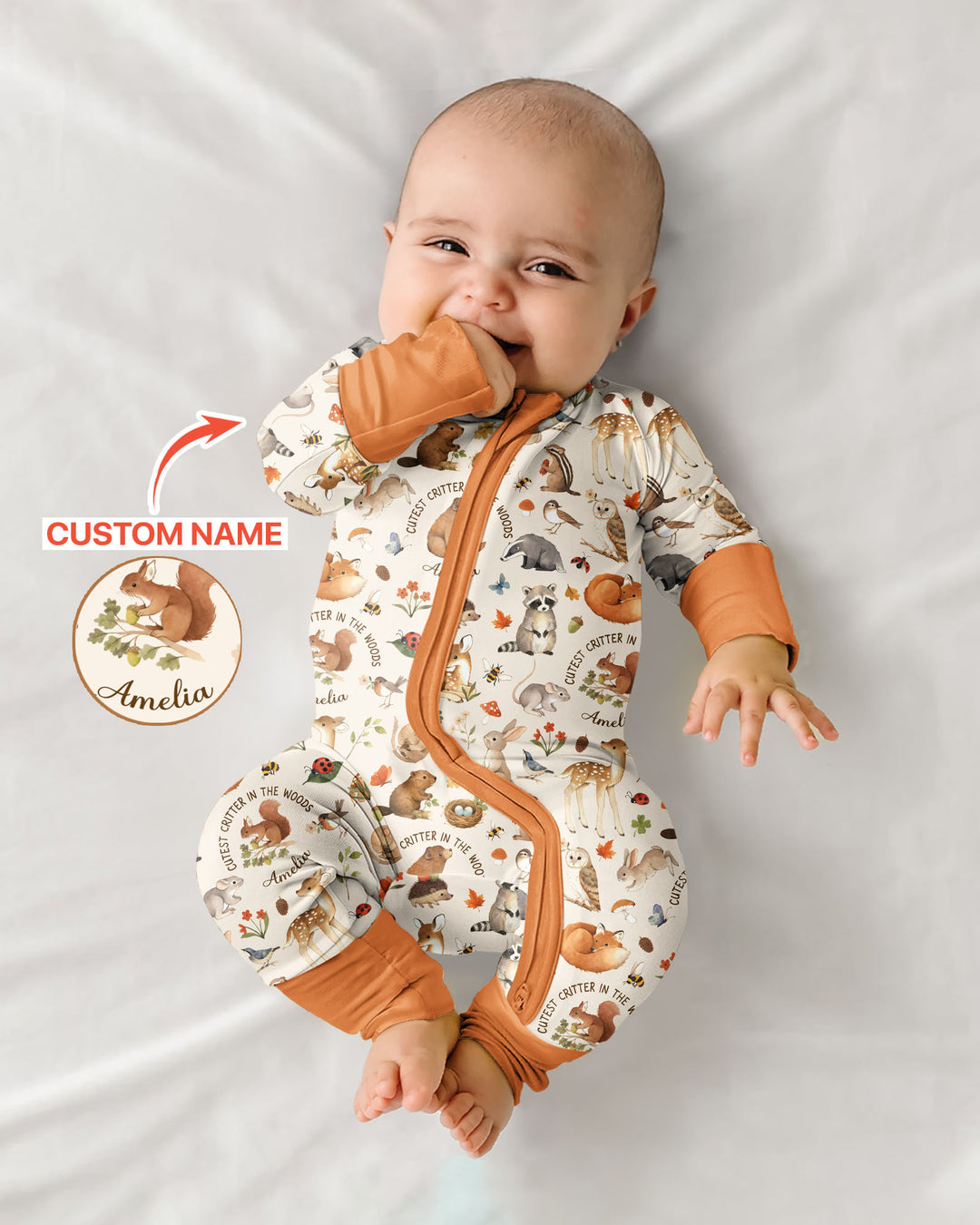Cutest Critter In The Woods Custom Name Bamboo Convertible Zippy