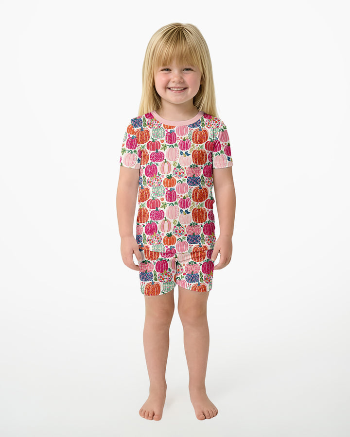 Pumpkin & Bloom Bamboo Two Piece Short Sleeve Shorts Pajama Set