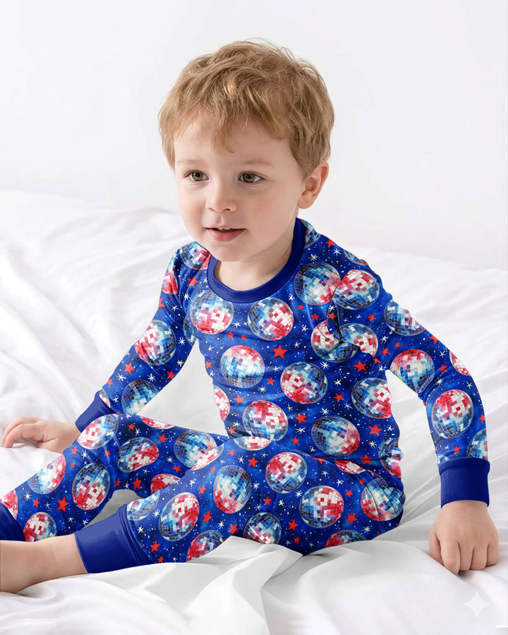 USA Disco Balls Bamboo Two Piece Long Sleeve Pajama Set