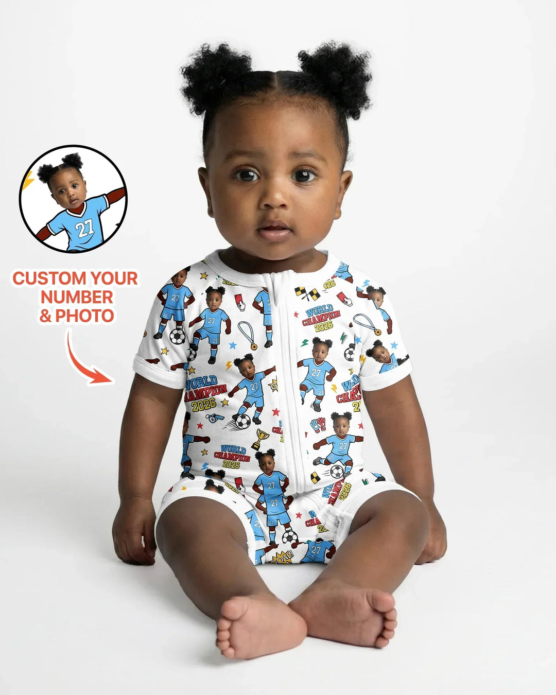 Custom Photo World Champion 2026 Family Matching Bamboo Shorty Zippy
