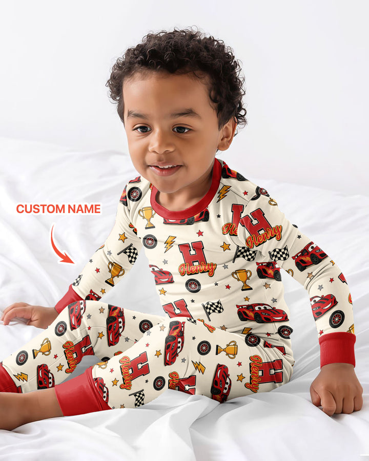 Funny Fast Car Bamboo Two Piece Long Sleeve Pajama Set