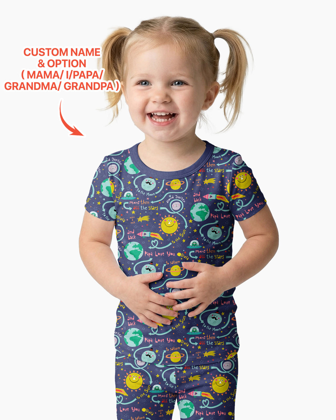 Love to the Moon and Back  Bamboo Two Piece Short Sleeve Pajama Set