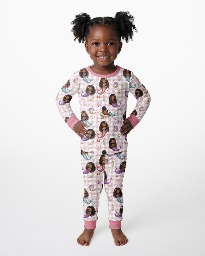 Black Mermaid Bamboo Two Piece Long Sleeve Pajama Set