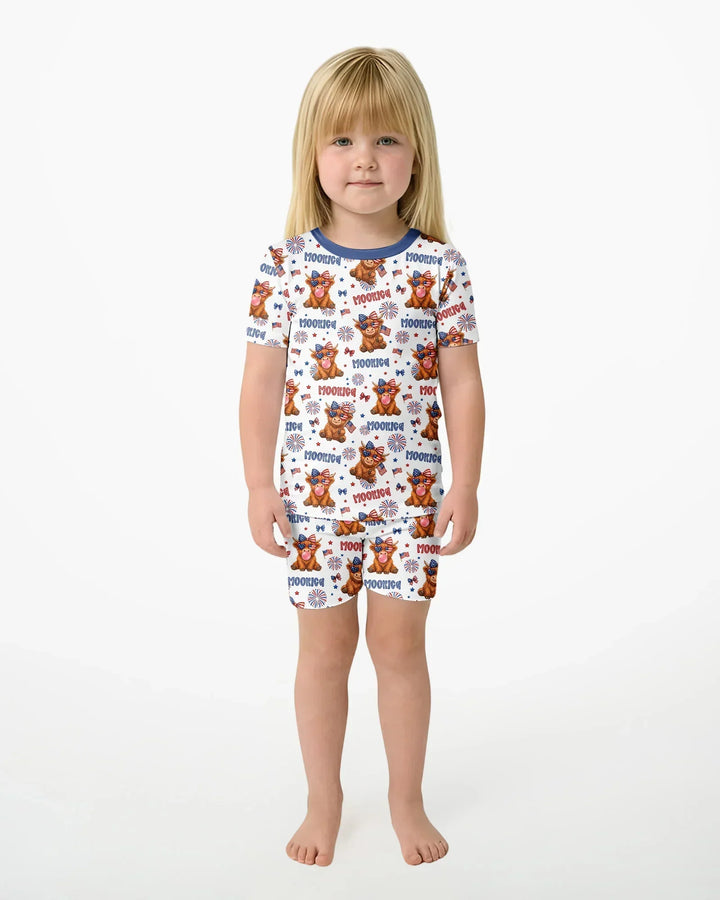 Moo-Rica Cowgirl Bamboo Two Piece Short Sleeve Shorts Pajama Set