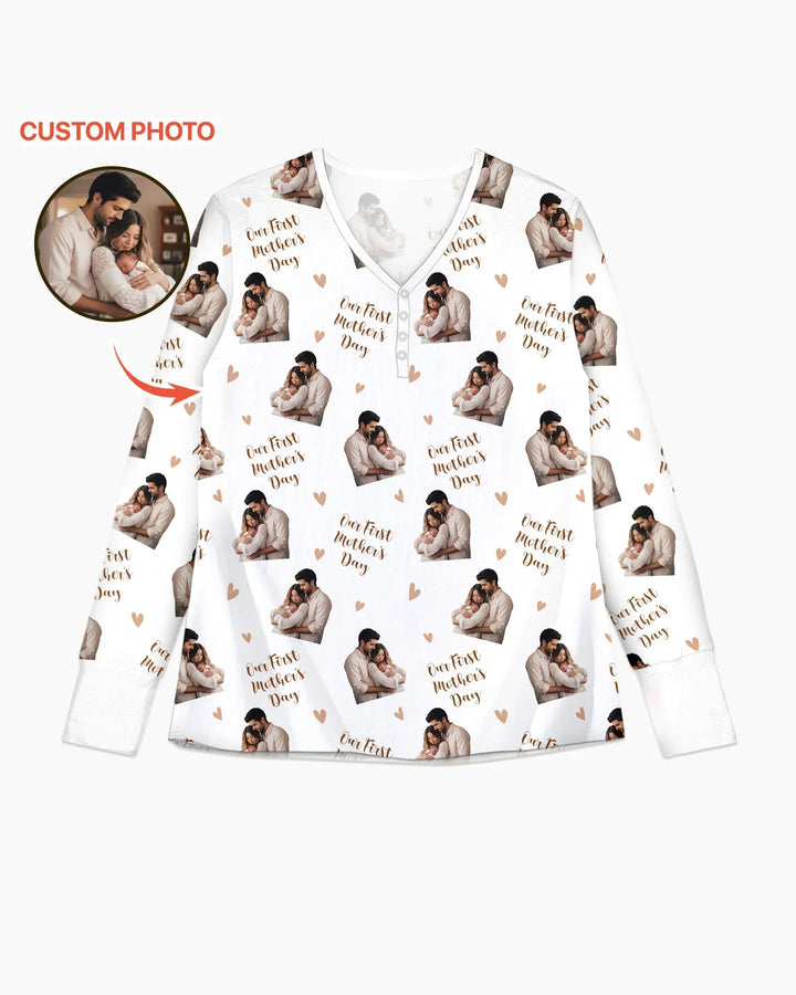 Custom Photo Our First as Parents Bamboo Women Pajama Set