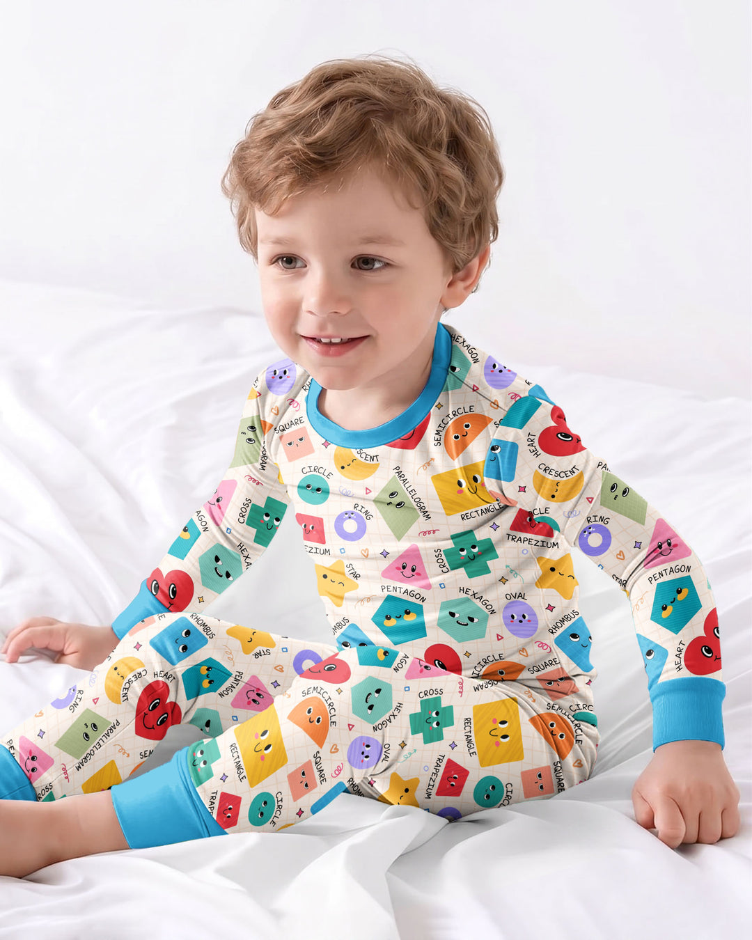 Happy Shape Squad Family Matching Bamboo Two Piece Long Sleeve Pajama Set