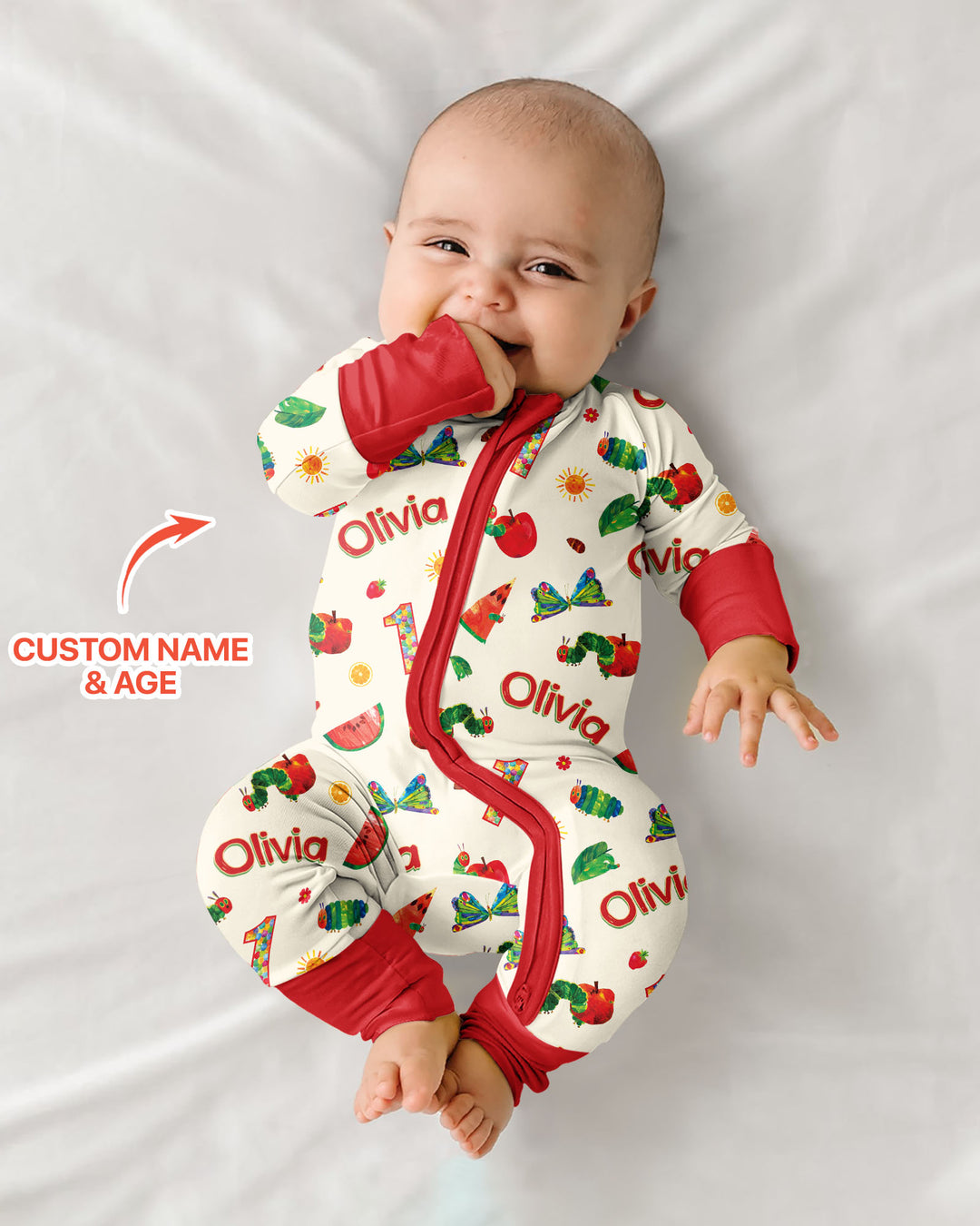 Custom Name and Age Birthday Of Very Hungry Caterpillar Bamboo Convertible Zippy