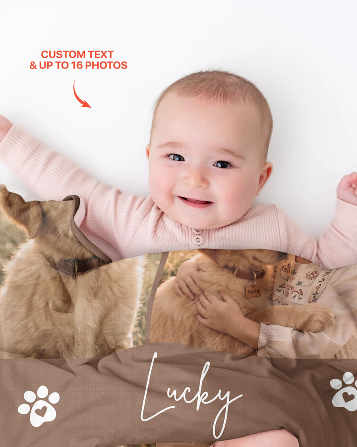 Custom Pet Photo Collage Bamboo Blanket
