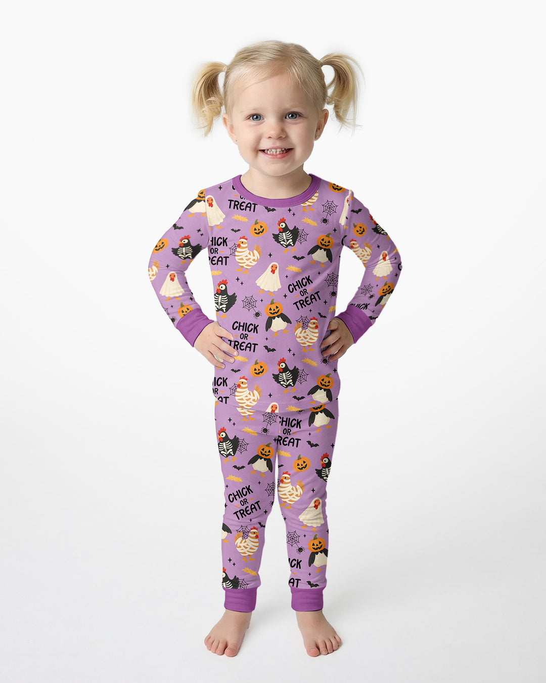 Halloween Chick Or Treat Bamboo Two Piece Long Sleeve Pajama Set