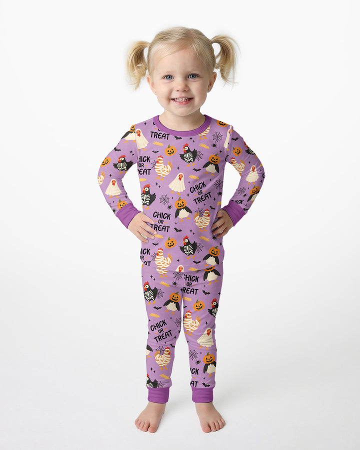 Halloween Chick Or Treat Bamboo Two Piece Long Sleeve Pajama Set