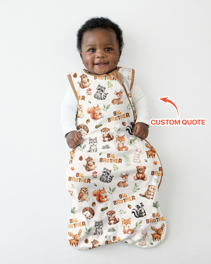 Custom Quote Woodland Animal Matching Sibling Bamboo Sleep Bag