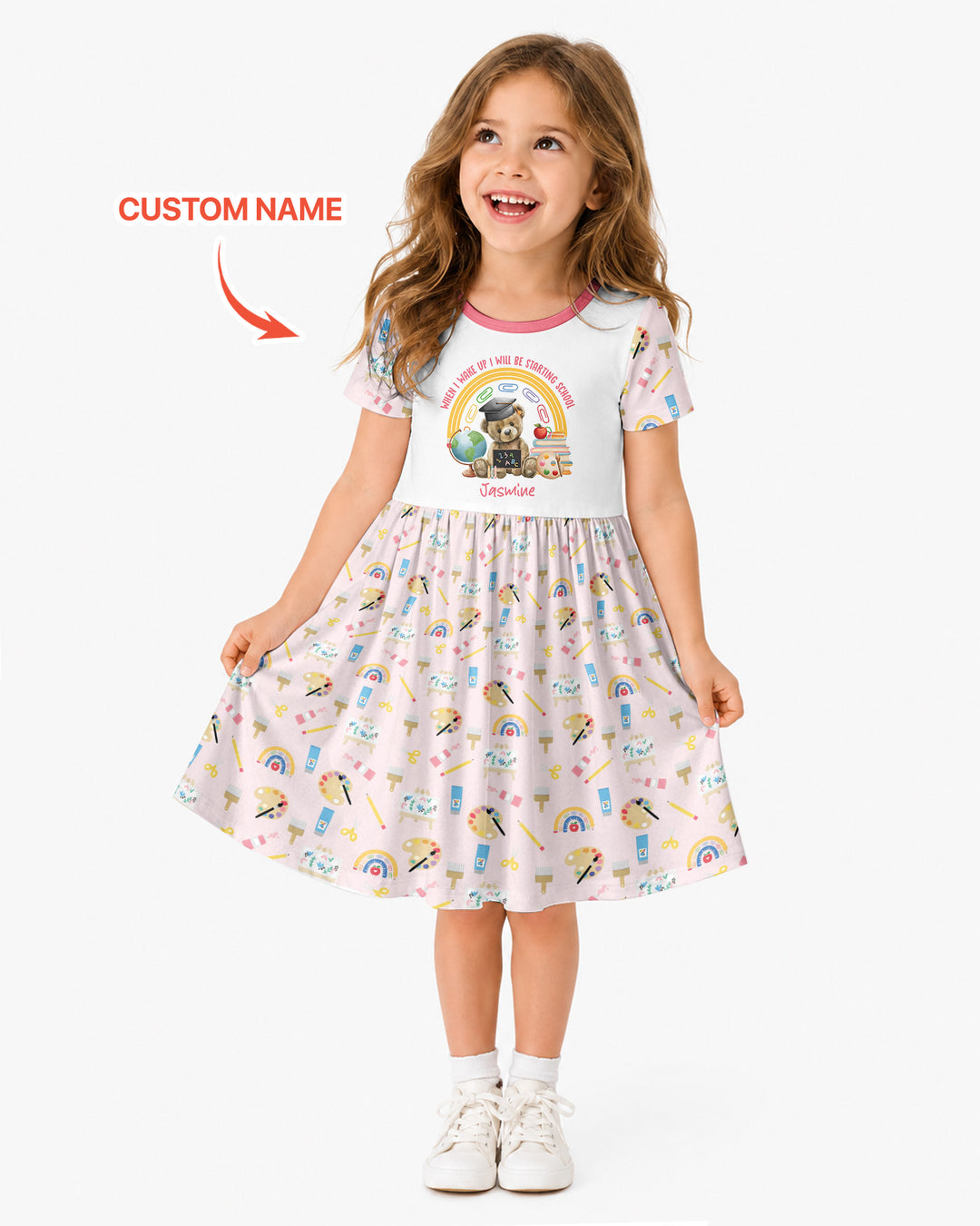 Custom Name When I Wake Up I Will Be Starting School Bamboo Twirl Dress