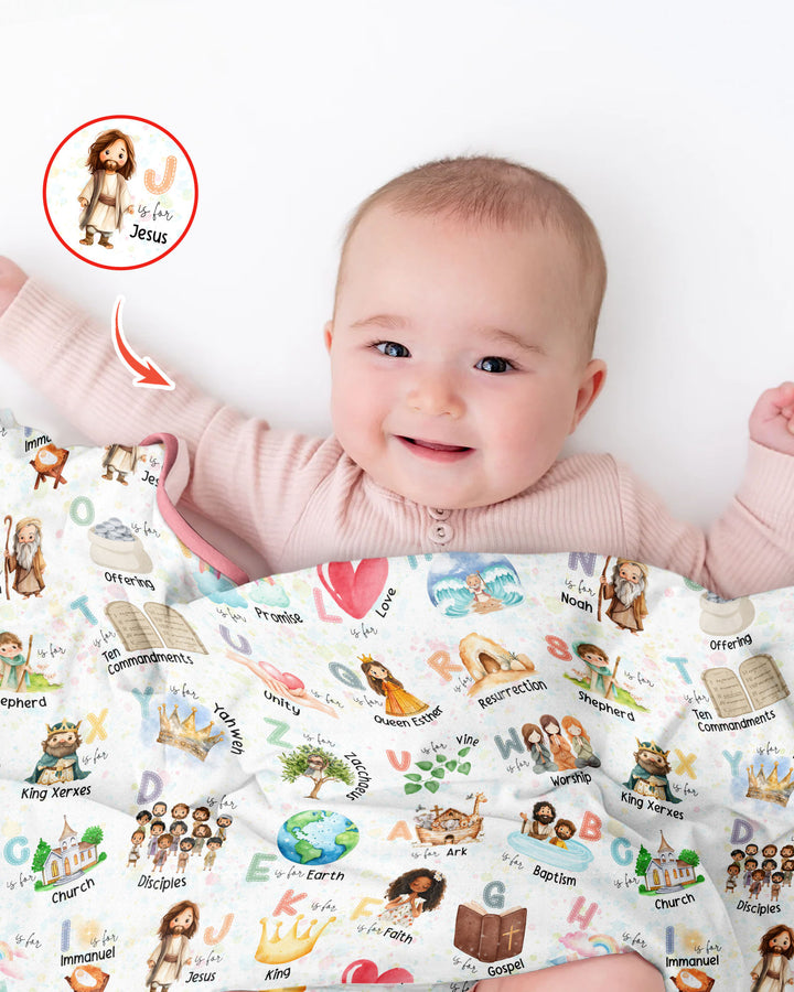 Bible ABC Alphabet Bamboo Blanket