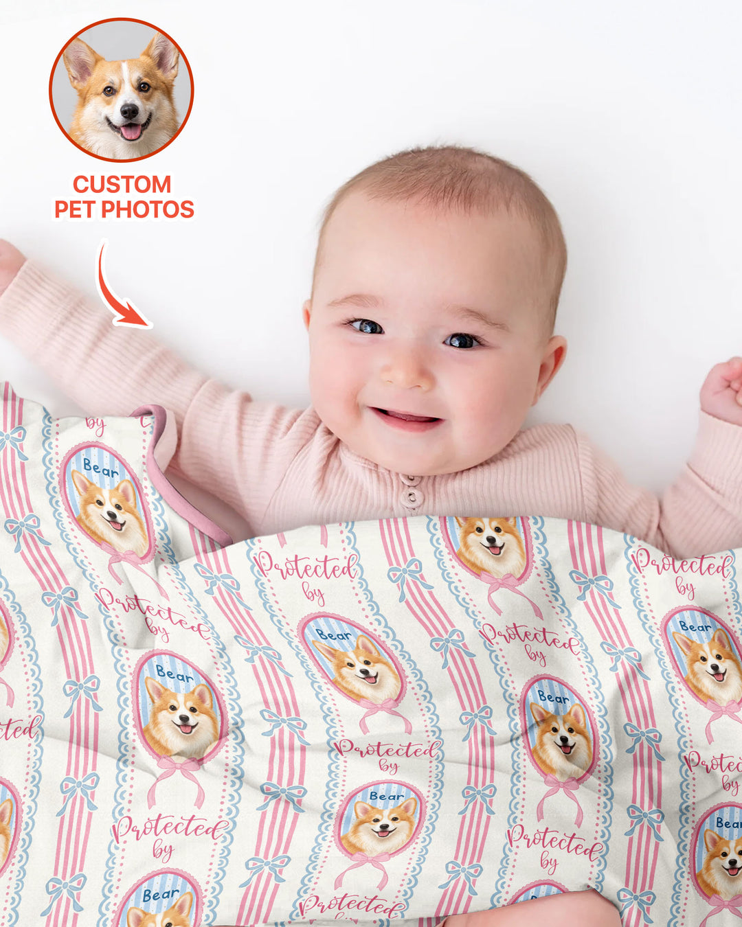 Custom Coquette Pet Photo Little Protector Bamboo Blanket