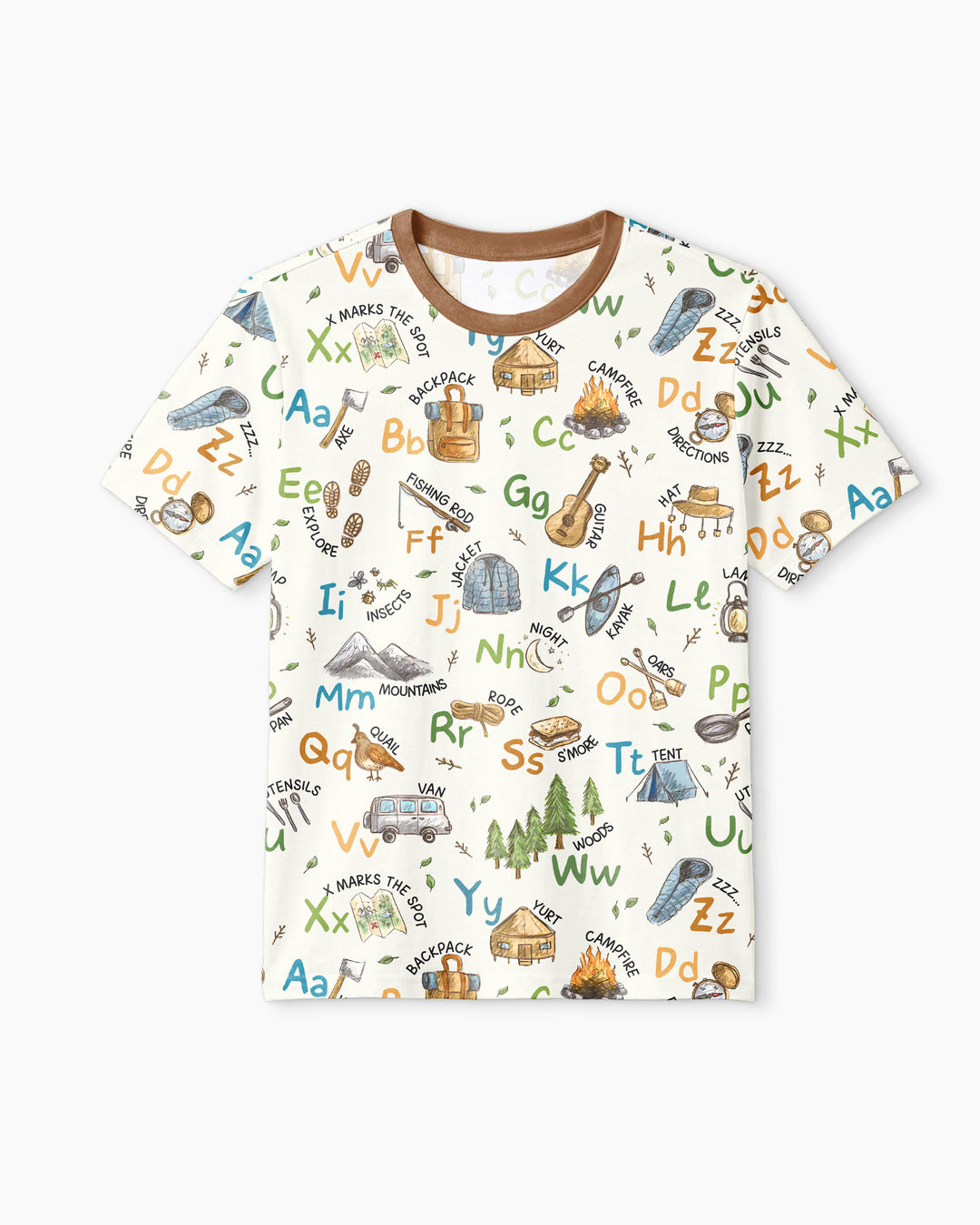 Adventure Alphabet ABCs Summer Camp Bamboo Men Short Sleeve Short Pajama Set