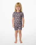 Retro Halloween Jack-O-Lantern Spooky Faces Bamboo Two Piece Short Sleeve Shorts Pajama Set