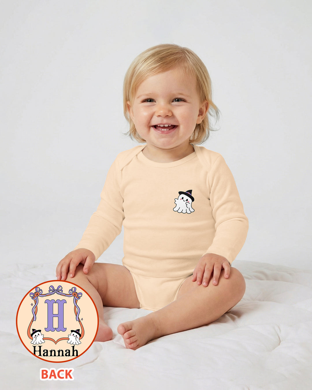 Personalized Halloween Baby Girl's Little Boo Bamboo Bodysuit