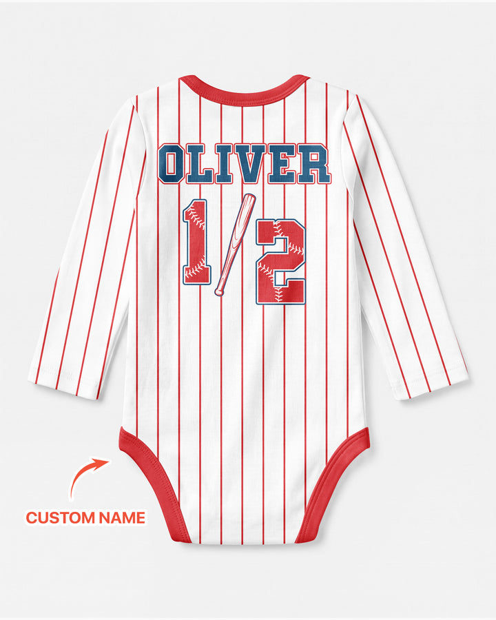 Custom Name Half Way To One Bamboo Bodysuit