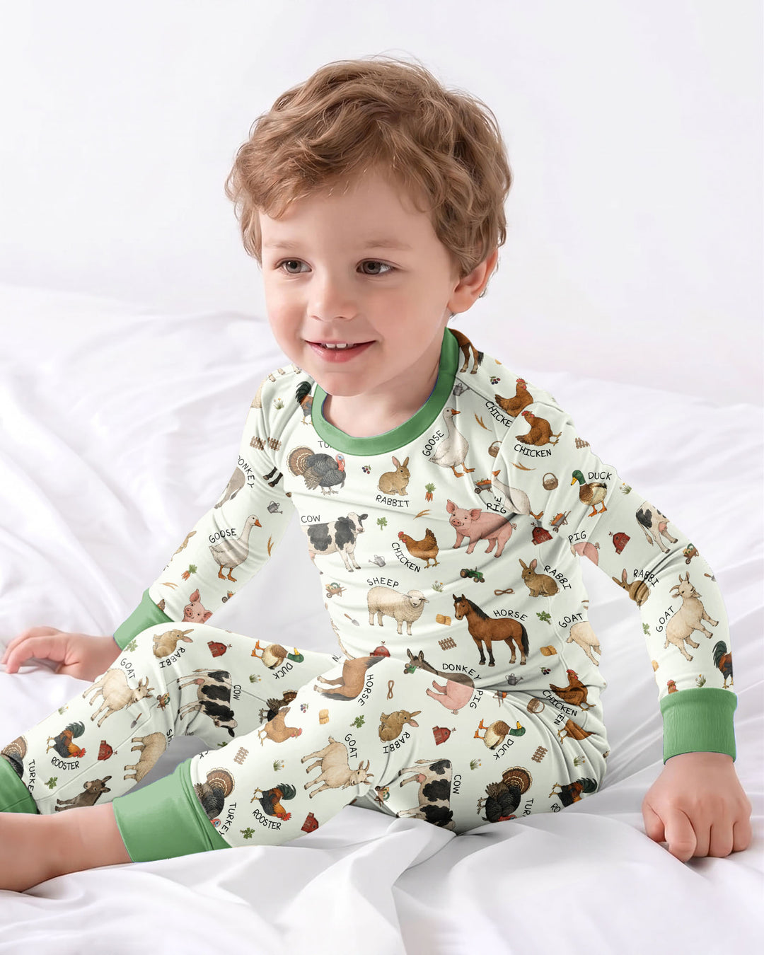 Barnyard Animals Bamboo Two Piece Long Sleeve Pajama Set
