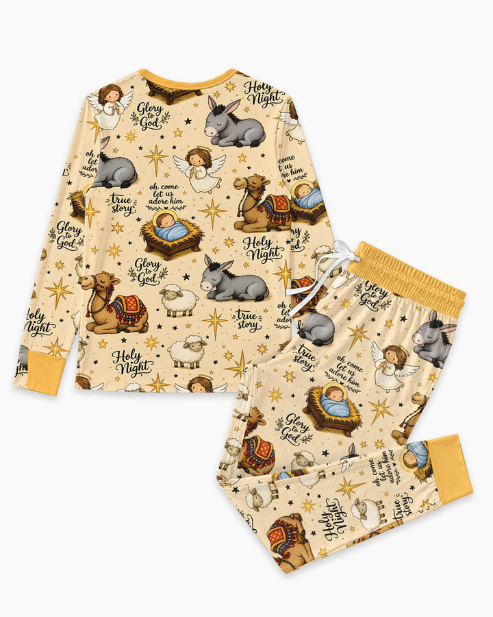 Nativity Christmas Holy Night Bamboo Women Pajama Set