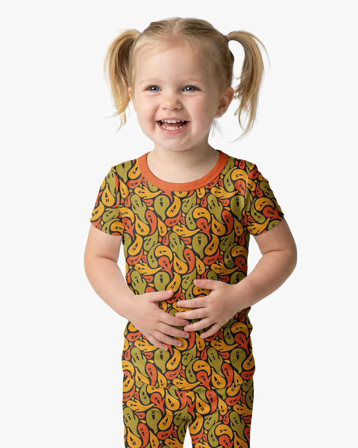 Retro Haunts & Happy Boos Bamboo Two Piece Short Sleeve Pajama Set