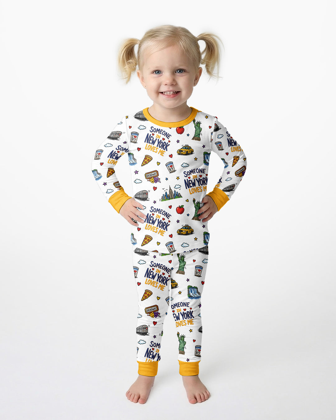 Someone in New York Loves Me Bamboo Two Piece Long Sleeve Pajama Set (P)