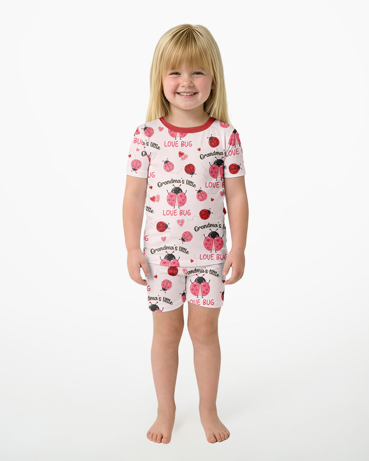 Grandma's Little Love Bug Bamboo Two Piece Short Sleeve Shorts Pajama Set