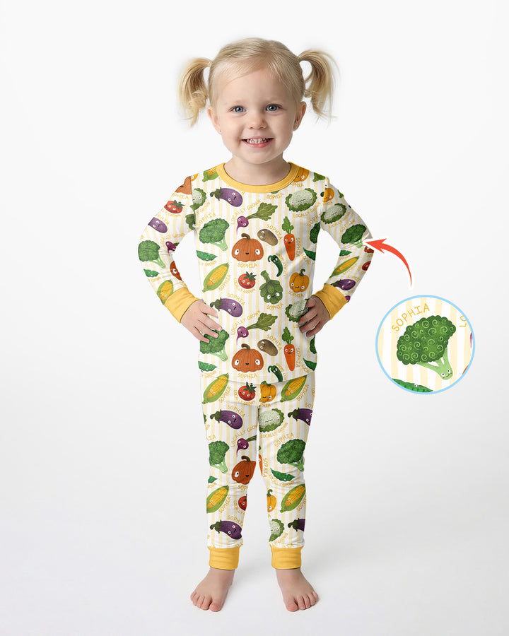 Locally Grown Baby Custom Name Bamboo Two Piece Long Sleeve Pajama Set