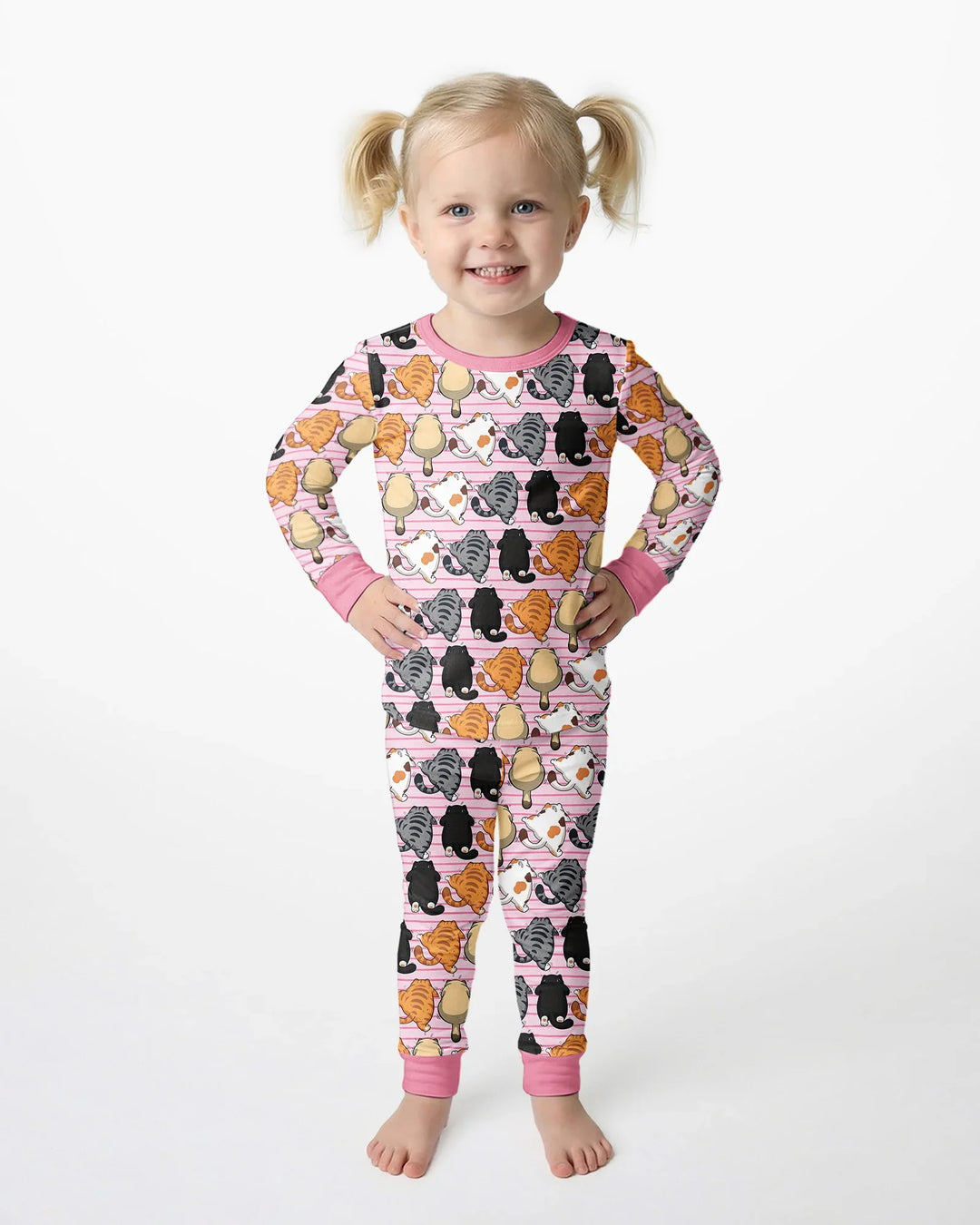 Funny Cat Butts Club Family Matching Bamboo Two Piece Long Sleeve Pajama Set