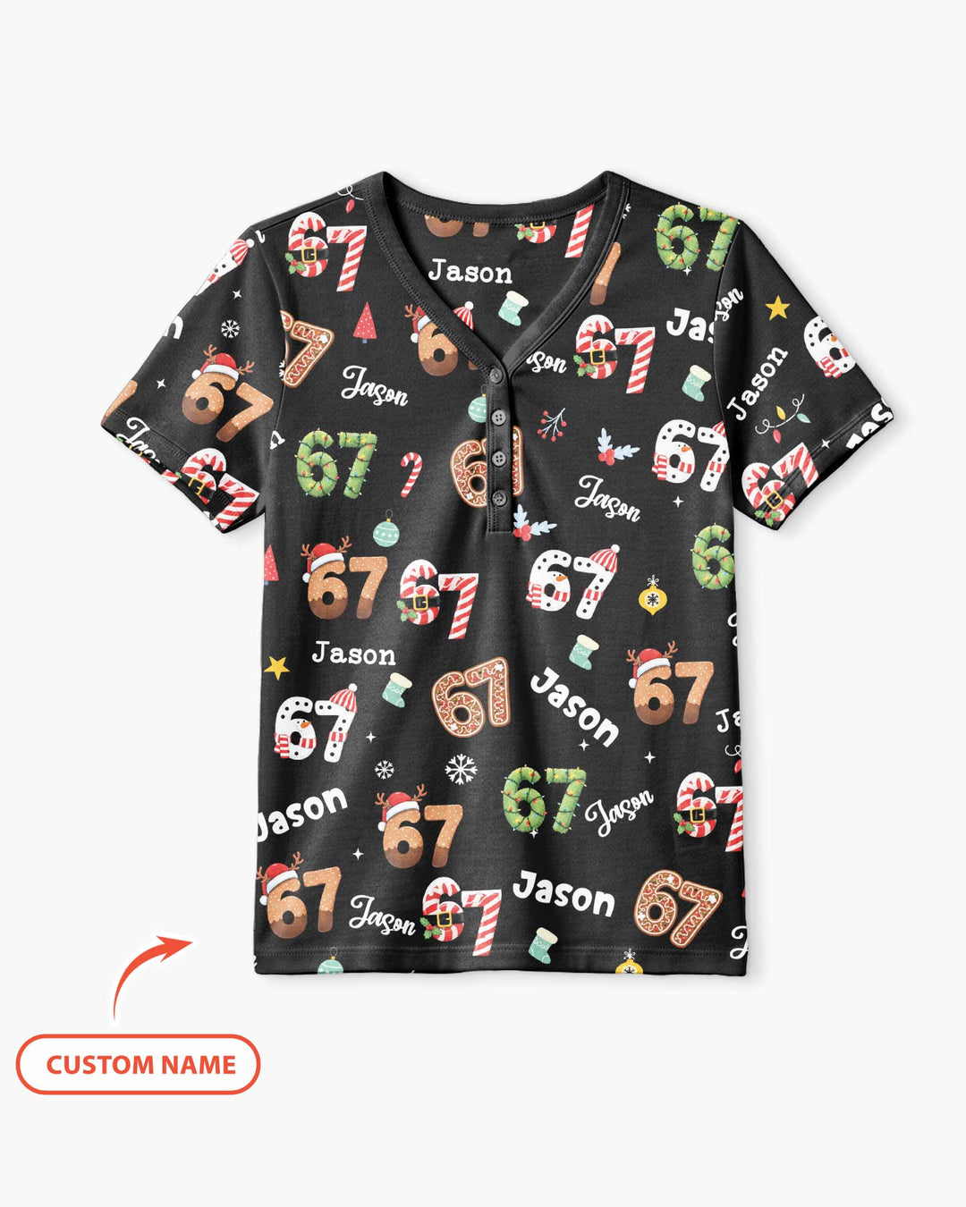 Custom '6 7' Six Seven Christmas Slang Meme Bamboo Women Short Sleeve Short Pajama Set