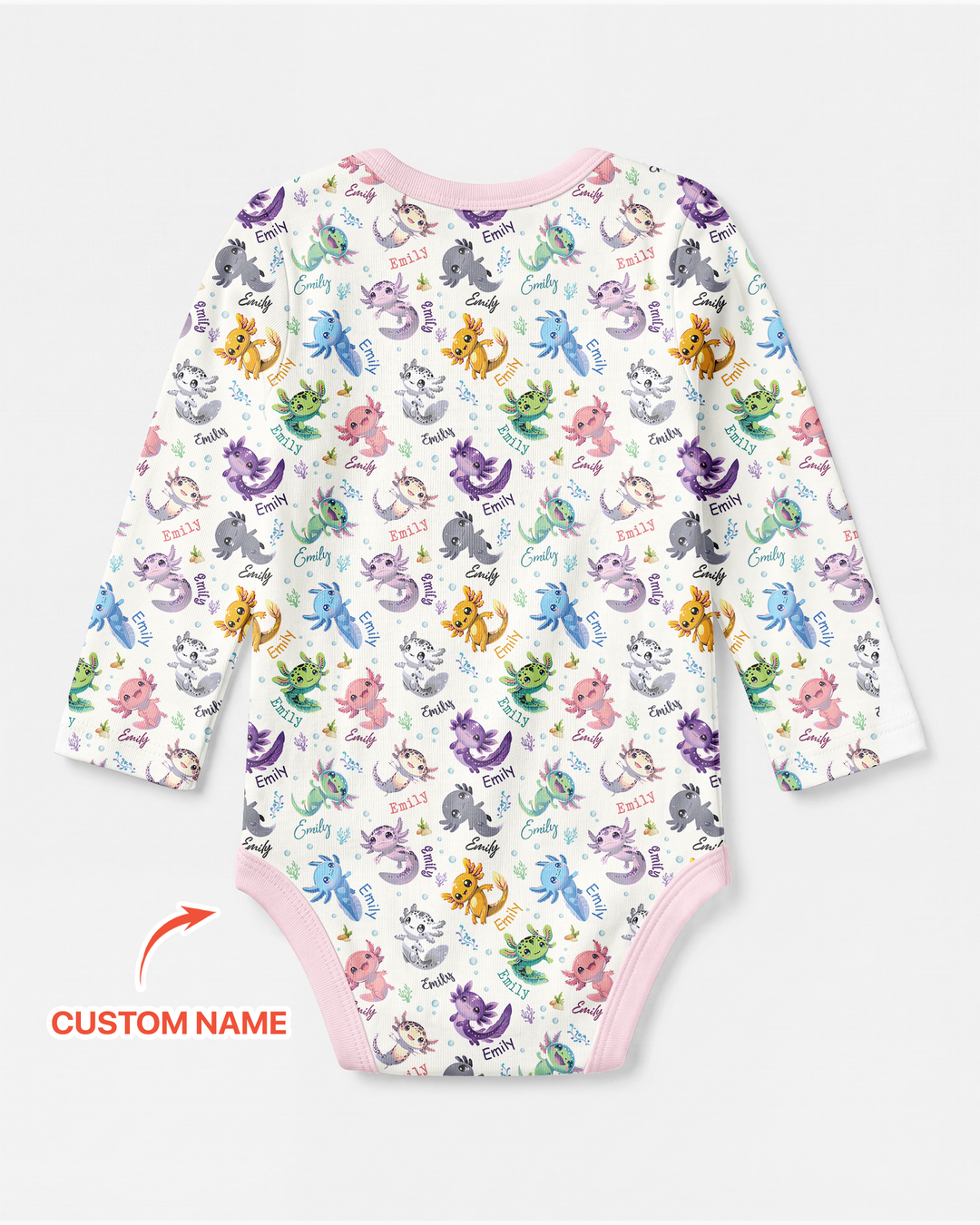 I Love You Axolotl Custom Name Bamboo Bodysuit