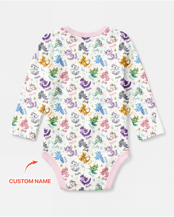 I Love You Axolotl Custom Name Bamboo Bodysuit