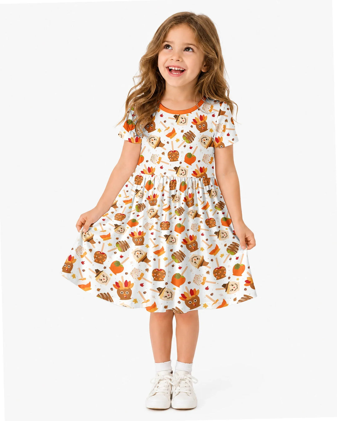 Fall Caramel Apple Family Matching Bamboo Twirl Dress