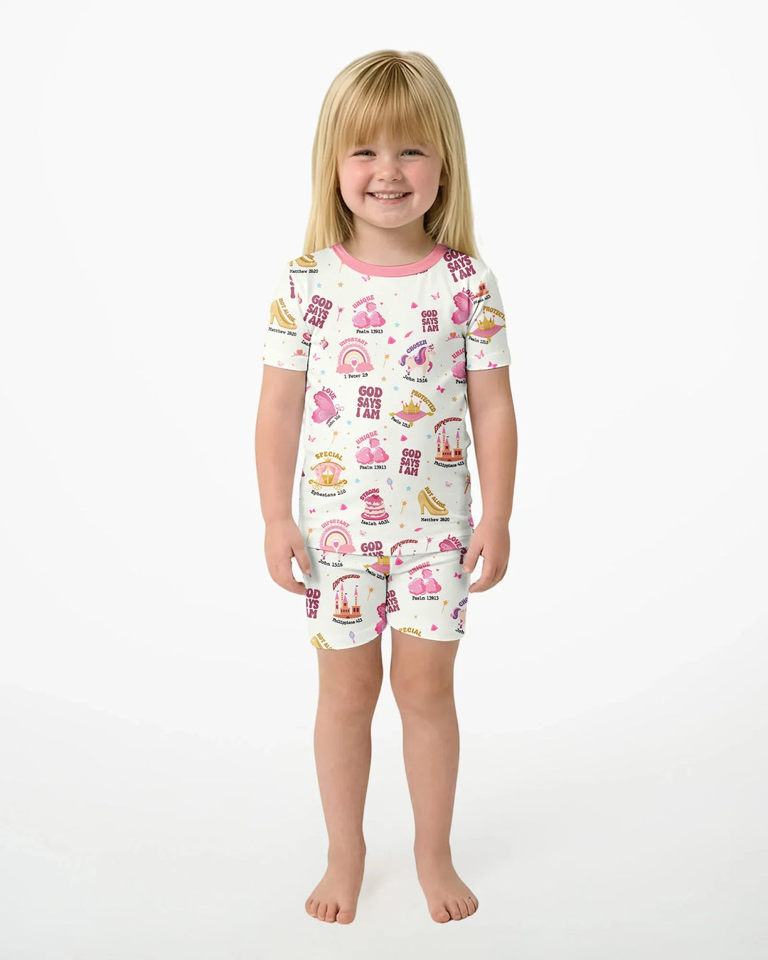 God Says I Am Girl Bamboo Two Piece Short Sleeve Shorts Pyjamas Set